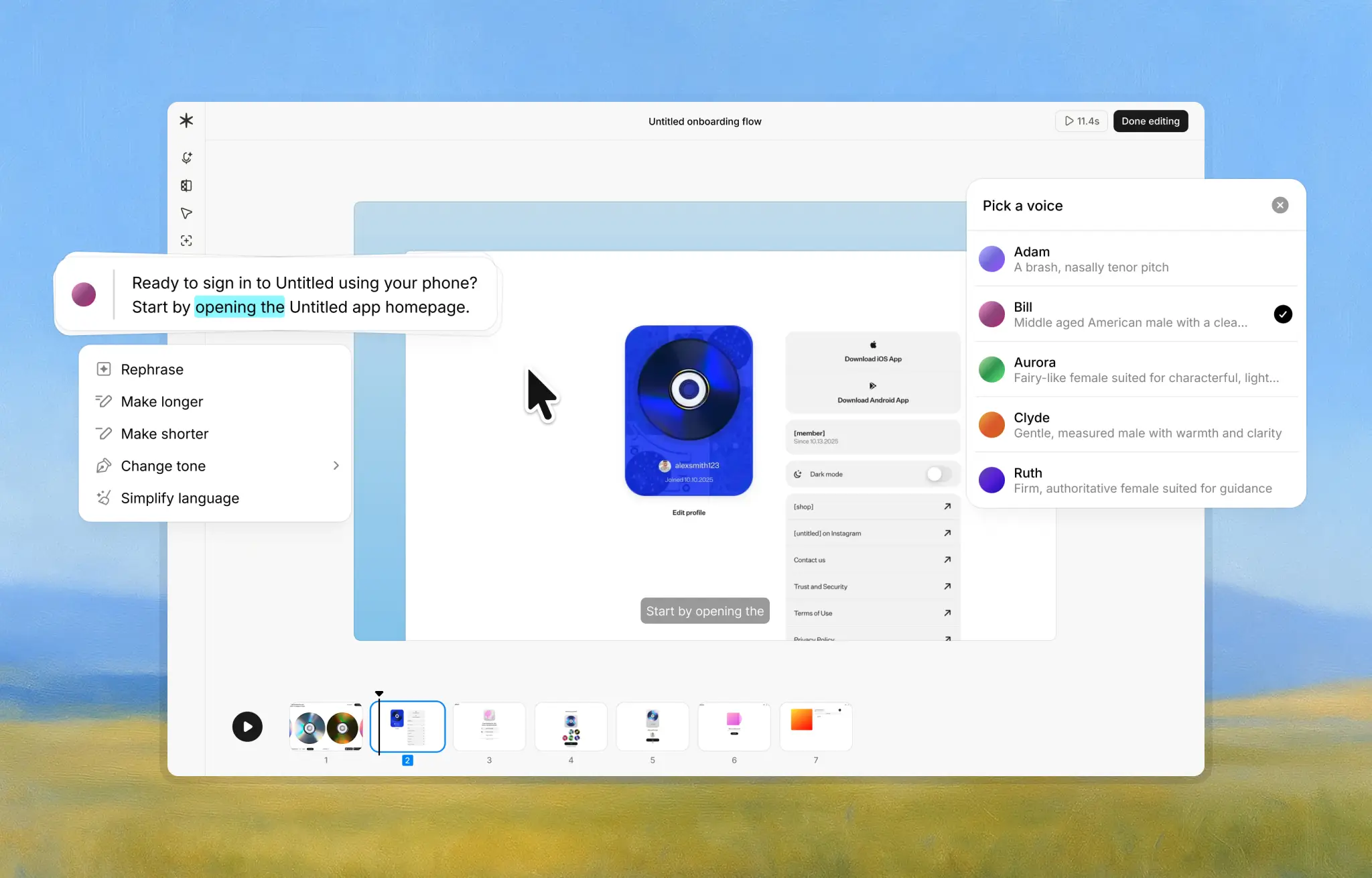 Overview of the video guide creation tools inside Guideless.ai